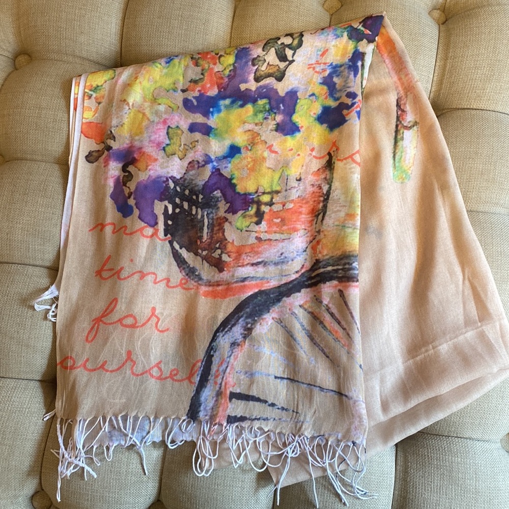 Unique Bicycle Watercolor Patterned Shawl / Scarf